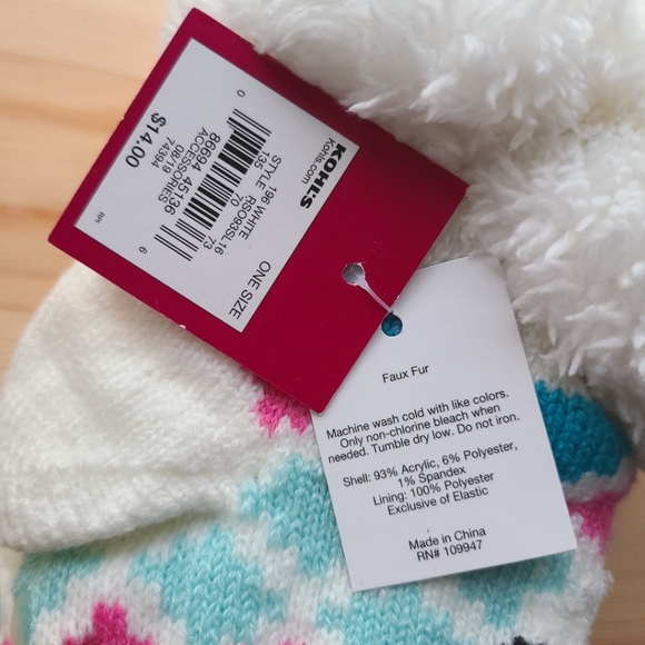 🎉HP🎉 NWT SO Faux Fur Lined Knit Penguin Slipper Socks with Treads 🐧🧦 - Picture 7 of 7